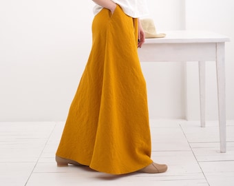 Linen Maxi Skirt with pockets, A Line, Long Linen Skirt, Elegant Womens Skirt
