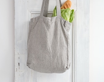 LINEN TOTE BAG - Organic Tote Bag - Linen Shoulder Bag - Pure Linen Tote Bag - Linen Shopping Bag - Reusable Tote Bag