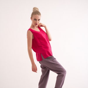 Loose linen top, linen tank top women, sleeveless linen top, linen tunic