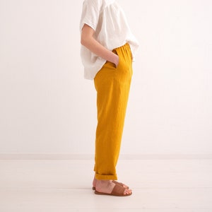 Women Linen Trousers, Softened, Washed Linen Women&#39;s Pants