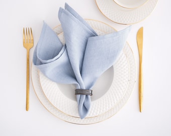 Soft Linen Napkins, Blue napkins, Linen Napkins for Your Kitchen, Table Linens.
