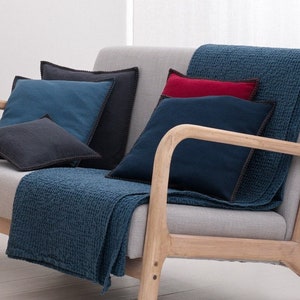 Linen Throw Blanket, Throw Blanket Cotton Linen blend Bedspread Coverlet