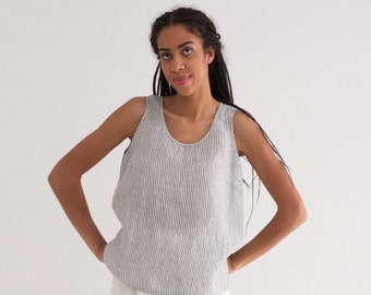 Linen blouse top, linen shirt, linen sleeveless top,