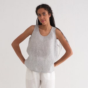 Linen blouse top, linen shirt, linen sleeveless top,