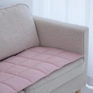 Quilted Sofa Seat Protector, Linen Couch Slipcover for Pets, Minimal Style Sofa Topper, Reversible Sectional Mat