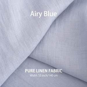 Soft linen fabric by the yard, Best flax linen, Premium European quality for sale, Natural Blue colors, linen fabric store 10. Airy Blue