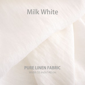 Tela de lino suave cortada a medida, Mejor lino de lino, Calidad europea premium a la venta, Color blanco leche natural, tienda de telas de lino 22. Milk White