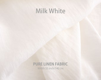Tela de lino suave cortada a medida, Mejor lino de lino, Calidad europea premium a la venta, Color blanco leche natural, tienda de telas de lino