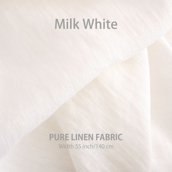 Soft linen fabric by the yard, Best flax linen, Premium European quality for sale, Natural Milk White color, linen fabric store