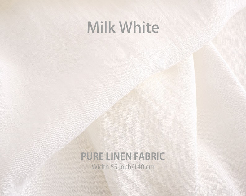 Soft linen fabric by the yard, Best flax linen, Premium European quality for sale, Natural Milk White color, linen fabric store image 1