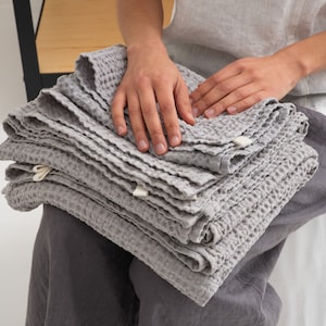 Linen Waffle Towels, Hand Towel, Face Towel, Body Towel, Bath Linen Towel