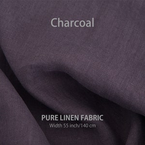Soft linen fabric by the yard, Best flax linen, Premium European quality for sale, Natural Charcoal Gray color, linen fabric store