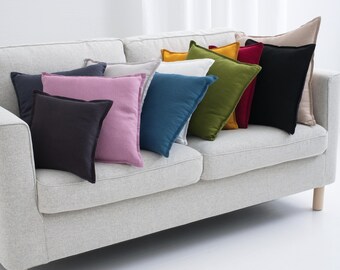 Soft Linen Euro Sham Cover, Decorative Flanged Pillow Case, Custom Throw Pillow