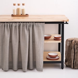 Linen Curtain, Kitchen Hideaway Curtain, Cupboard Curtain, Rod Pocket Curtain