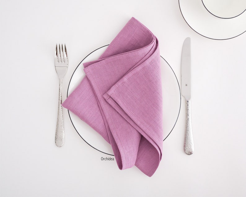 Stone washed Linen napkins. Washed linen napkins. Soft linen napkins for your kitchen and table linens. Orchidea