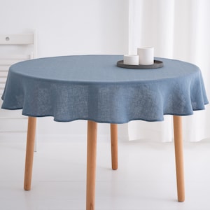 Round Linen Tablecloth, Wedding Linen Tablecloth,  Handmade Linen Tablecloth