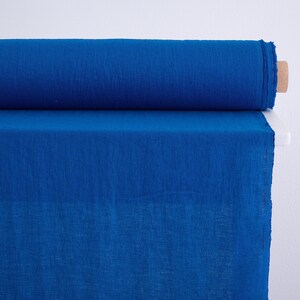 Soft linen fabric by the yard, Best flax linen, Premium European quality for sale, Natural Classic Blue color, linen fabric store image 2