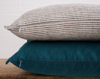 Linen Pillow Cover with Invisible Zipper, Washed Linen Pillowcase, Custom Throw Pillow Cover