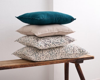 Custom Linen Pillow Cover, Decorative Flanged Euro Sham, Stonewashed Throw Pillow Case