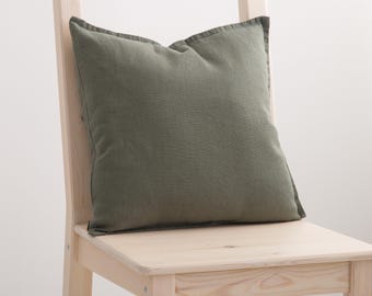 Leinenkissenbezug mit Stehsaum, dekorativer Euro-Kissenbezug, stonewashed Leinen-Dekokissen
