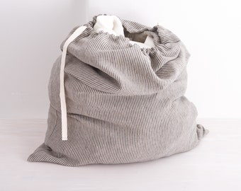 Drawstring Linen Bags, Zero Waste Linen Bags, Linen Storage Bag, Linen Laundry Bag, Reusable Bag