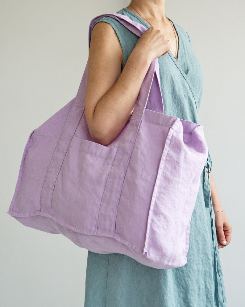 Linen Shopping Bag Linen Shoulder Bag Tote Bag Custom Color Linen Bag Linen Bag Linen Tote Bag