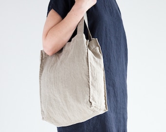 LINEN TOTE BAG - Organic Tote Bag - Linen Shoulder Bag - Pure Linen Tote Bag - Linen Shopping Bag - Reusable Tote Bag