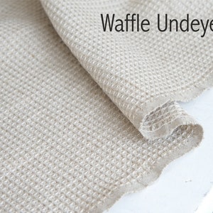 Linen blend fabrics, Linen by meter, Natural linen Fabric, Waffle Fabric, Waffle Undyed Linen image 2