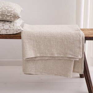 Linen Blanket, Linen Throw Blanket, Bedspread, Undyed Waffle Linen Blanket, Coverlet, Linen Bed Throw image 2