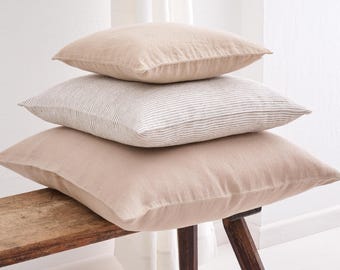 Washed Linen Pillow Cover, Soft Linen Pillowcase, Decorative Throw Pillow Cover, Custom Size