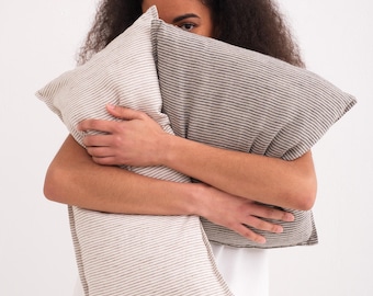 Washed Linen Pillow Cover, Flange Edge Pillow Case, Decorative Euro Sham for Sofa