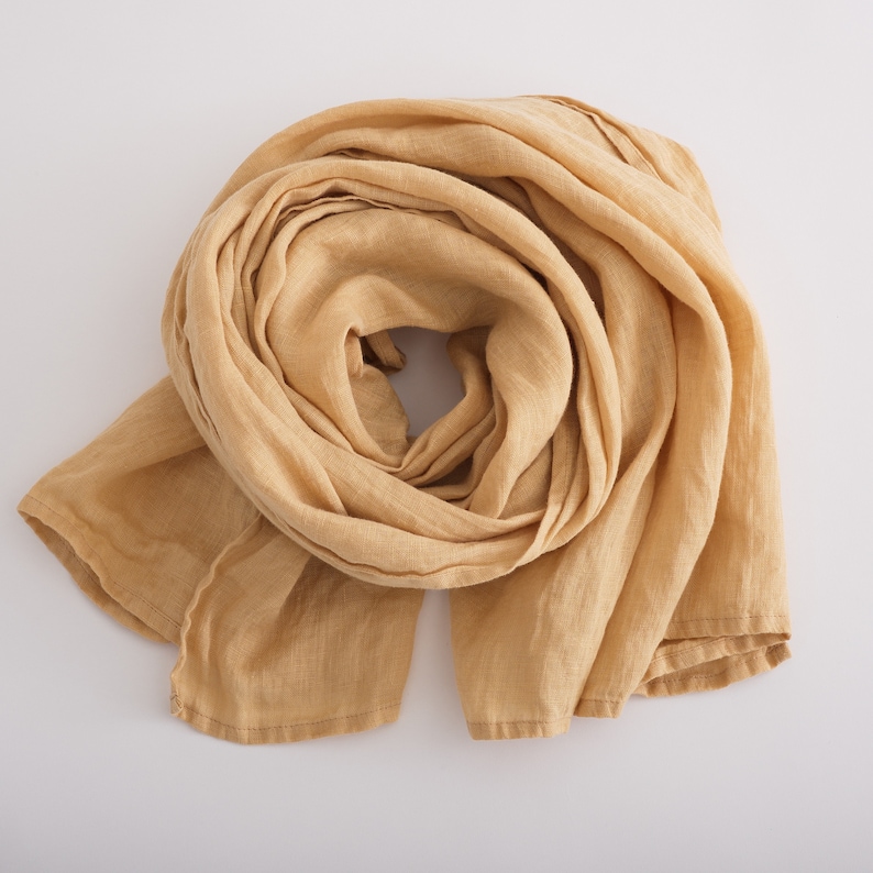 Linen Scarf. Natural soft washed linen scarf. Linen Woman Scarf. Sand