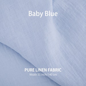 Soft linen fabric by the yard, Best flax linen, Premium European quality for sale, Natural Milk White color, linen fabric store 11. Baby Blue