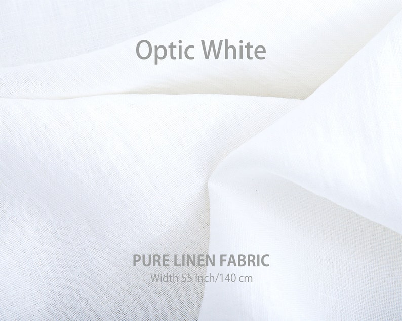 Tela de lino suave cortada a medida, Mejor lino de lino, Calidad europea premium a la venta, Color blanco leche natural, tienda de telas de lino 4. Optic White