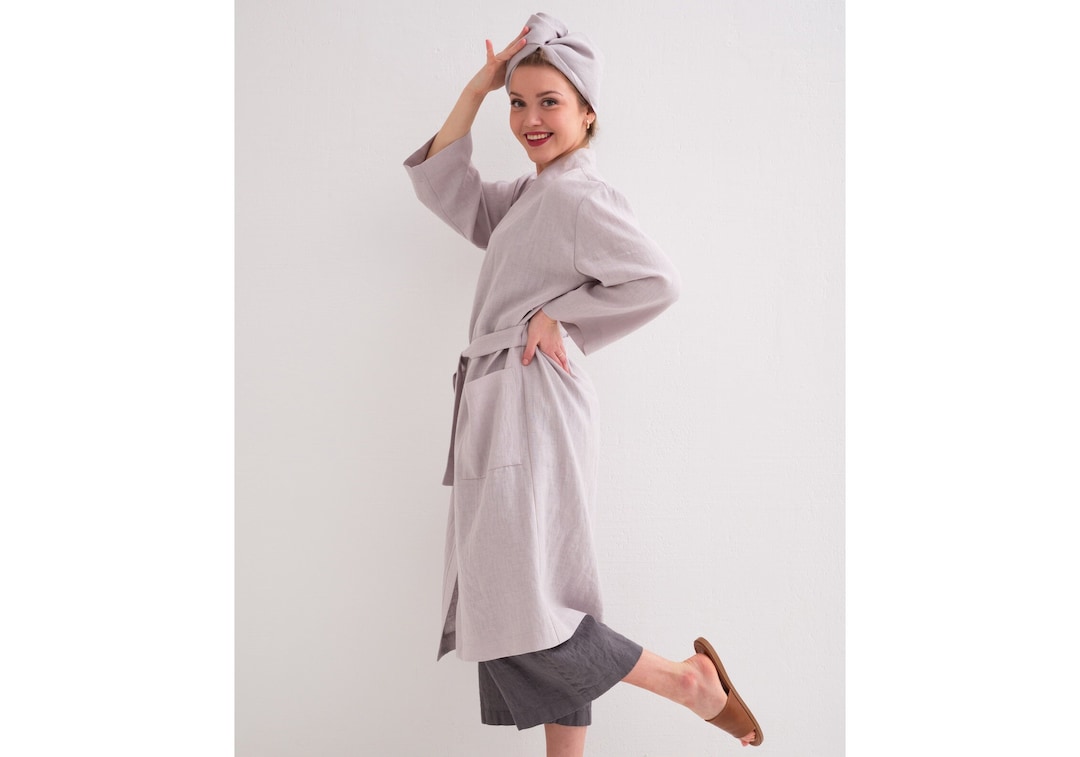 Linen Robe, Linen Bath Robe, Soft Linen Lounge Wear, Linen SPA Robe - Etsy