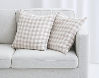 Softened Linen Pillowcase with Zipper, Linen Cushion Cover, Handmade Pillow Cover