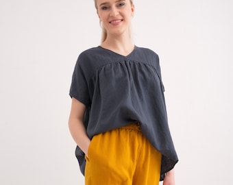 Linen Top, Linen Shirt Women. Oversized Linen Tunic Top.