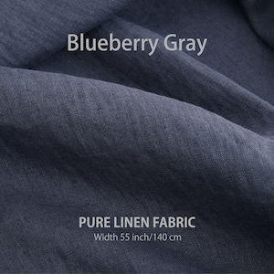 Soft linen fabric by the yard, Best flax linen, Premium European quality for sale, Natural Blueberry Gray color, linen fabric store
