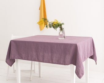LEINEN TISCHDECKE-Leinen Tischrock-Quadratische Tischdecke-Erweichte Tischdecke-Tuch für Esszimmer-Leinen Tischtextilien