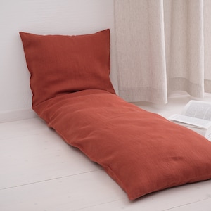 Lumbar pillow cover, Washed linen pillowcase with zipper, Stylish custom size linen pillow for living room.