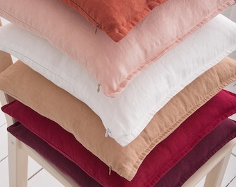 Natural Linen Pillow Case, Decorative Flanged Throw Pillow, European Linen Euro Sham