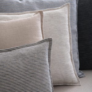 FUNDA DE ALMOHADA DE LINO - Funda de almohada cuadrada - Funda de almohada suavizada - Funda de almohada con cremallera - Funda de almohada elegante - Funda de almohada orgánica Undyed/ Gray