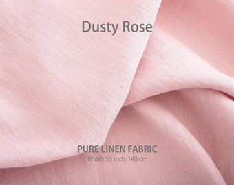 Tissu en lin doux par mètre, Meilleur lin, Qualité européenne supérieure à vendre, Couleur rose poudré naturel, Magasin de tissus en lin