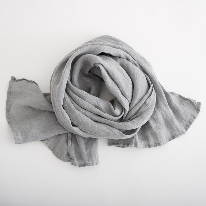 Linen Scarf. Natural soft washed linen scarf. Linen Woman Scarf. image 9