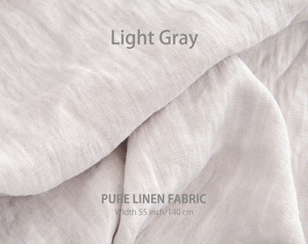 Soft linen fabric by the yard, Best flax linen, Premium European quality for sale, Natural Light Gray color, linen fabric store