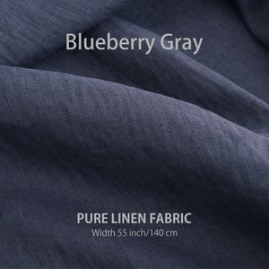 Tissu en lin doux par mètre, Meilleur lin, Qualité européenne supérieure à vendre, Couleur bleu classique naturel, Magasin de tissus en lin 6. Blueberry Gray