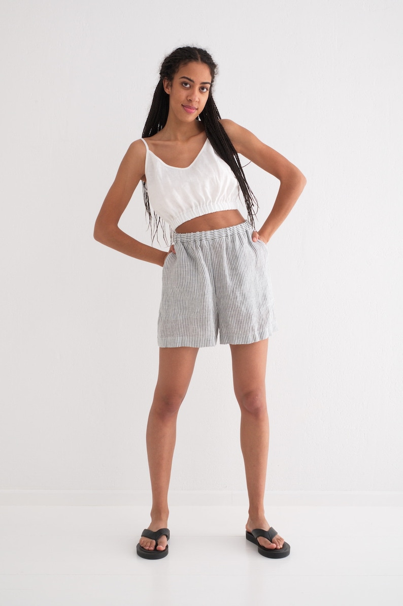 Linen Top, Linen Crop Top, Simple Summer Blouse 4. Optic White