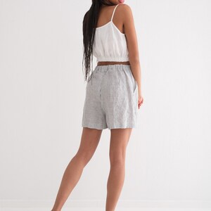 Linen Pajama, Linen Pajama set Crop Top and Shorts, Linen Nightwear image 4