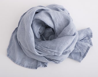 Linen Scarf. Natural soft washed linen scarf. Linen Woman Scarf.