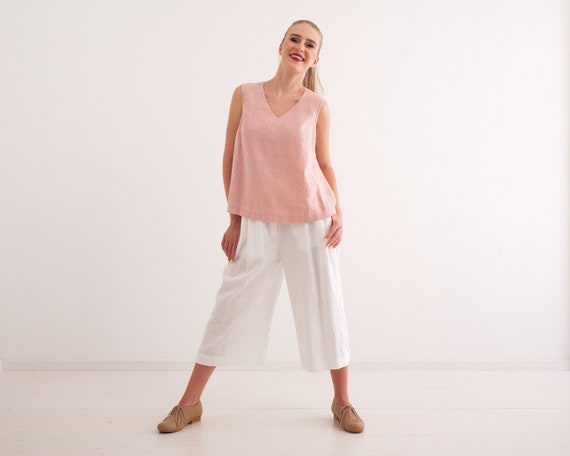 Leinen Top, Leinen Top Damen, Leinen Tank Top, ärmelloses Leinen Top